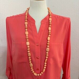 Peach Apricot Orange Beads Beaded Women's Fashion Necklace